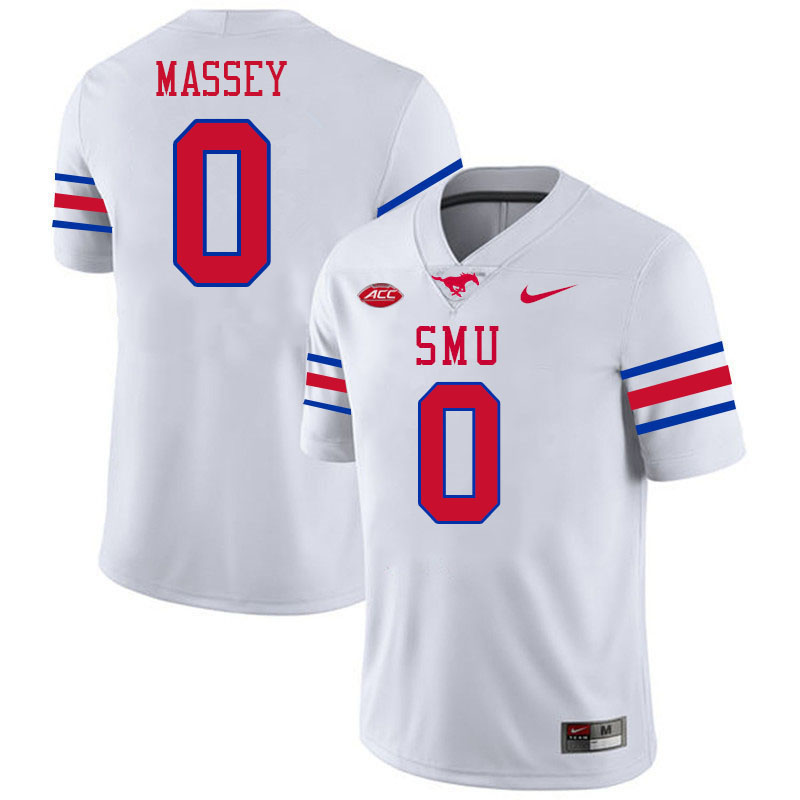 SMU Mustangs #0 Bryan Massey College Football Jerseys Stitched Sale-White